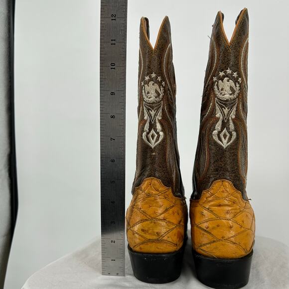 VTG 90s y2k men\'s exotic gator‎ patch 1901 El General tall leather western boots main image 5
